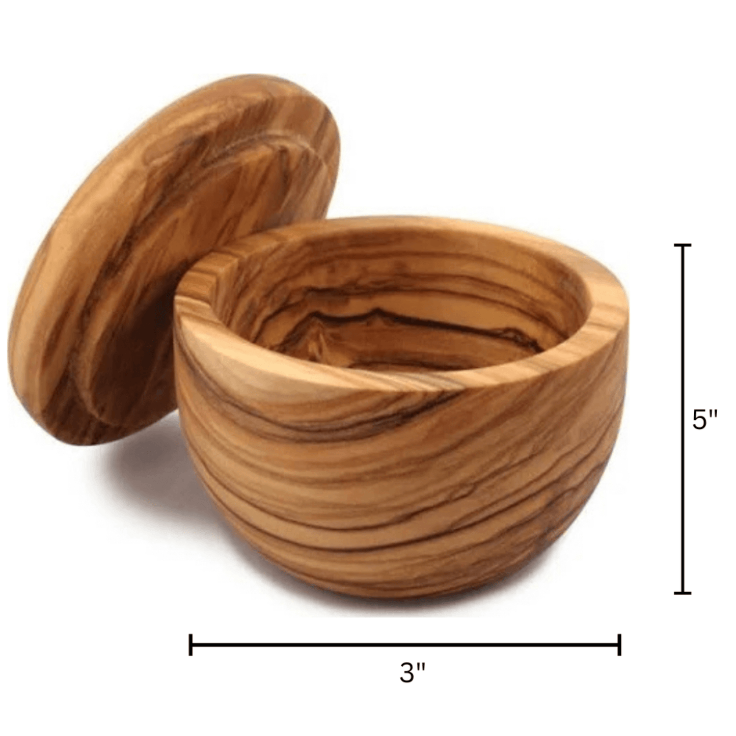 Olive Wood Salt Keeper – Small Container with Removable Wooden Lid