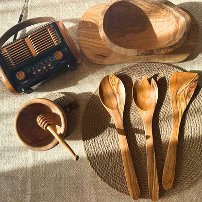 Ensemble de cuillères de cuisine en bois d'olivier (3 pièces)