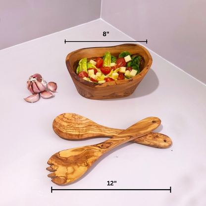 Olive Wood Salad Set