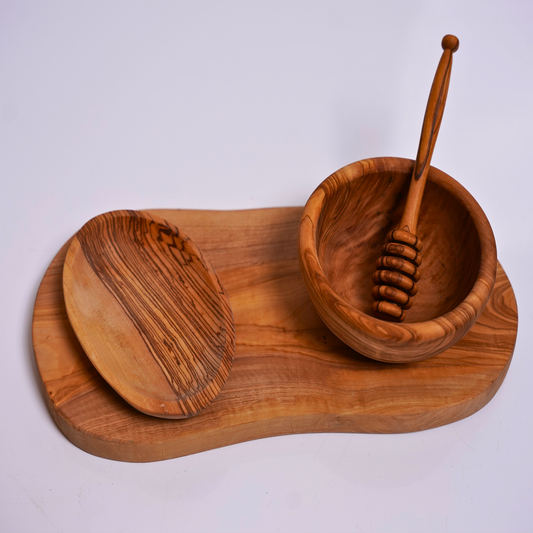 The Host's Luxe Serve Set, olive wood serving bundle by Art Olive, view 1