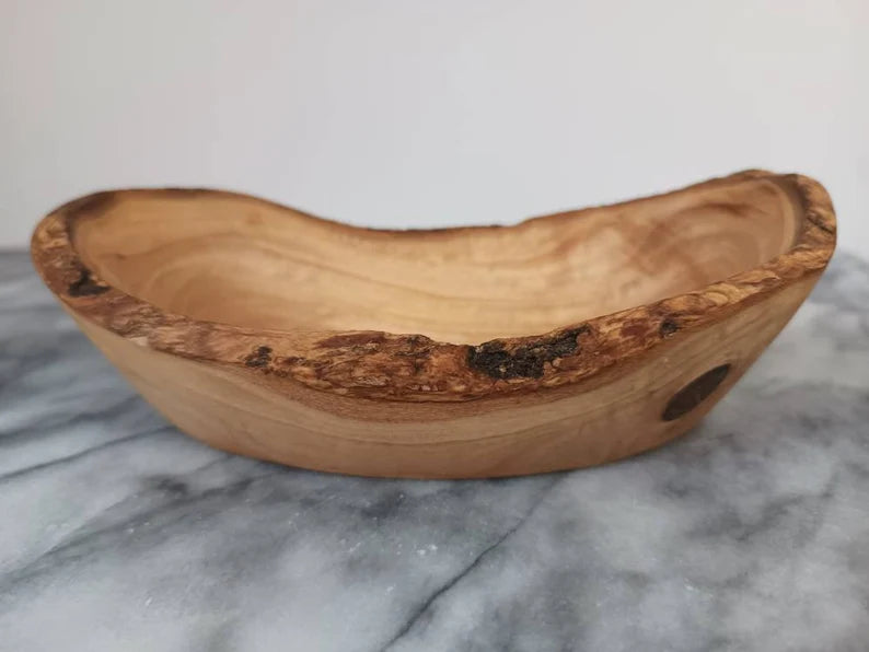 Rustic Olive Wood Bowl with Natural Edge