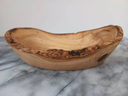 Rustic Olive Wood Bowl with Natural Edge